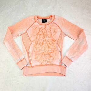 Vintage Y2k Fox Racing Sweater Womens Small Neon Orange Pink Motocross Graphic